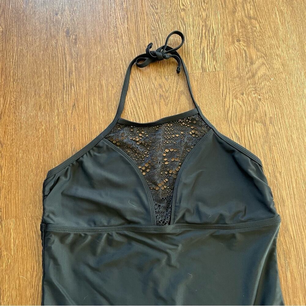 MOSSIMO Black Halter Neck One-Piece Full Coverage Swimsuit Size XL - Picture 2 of 7